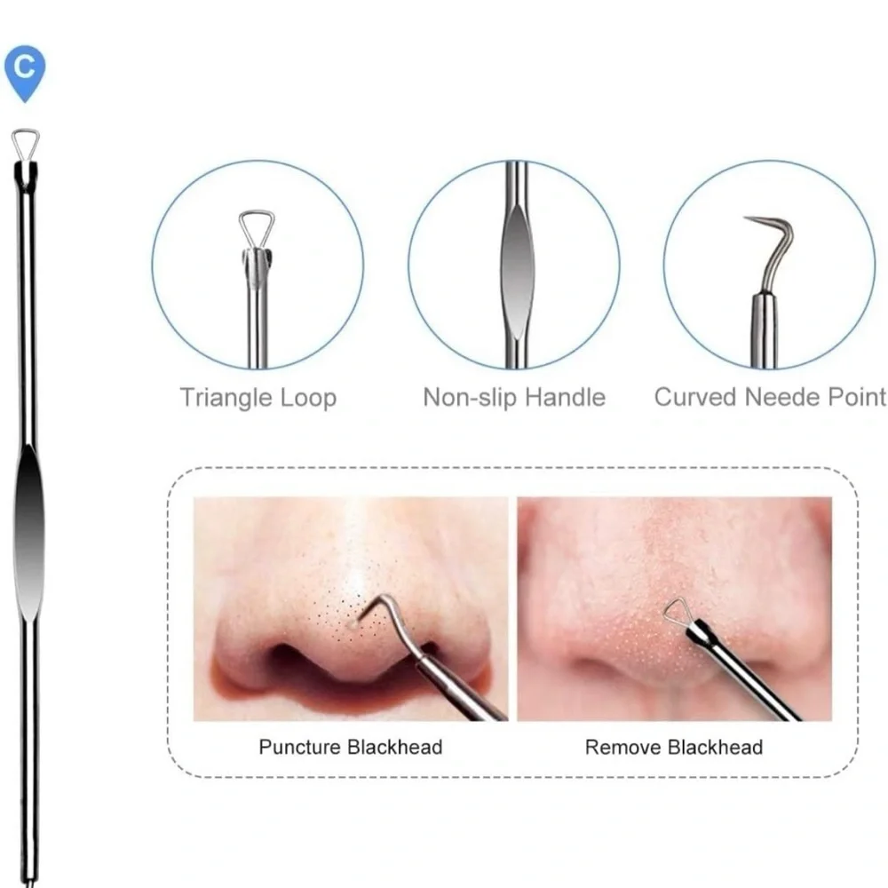 4Pc. Black head Remover Set stainless Steel premium gift set with holder